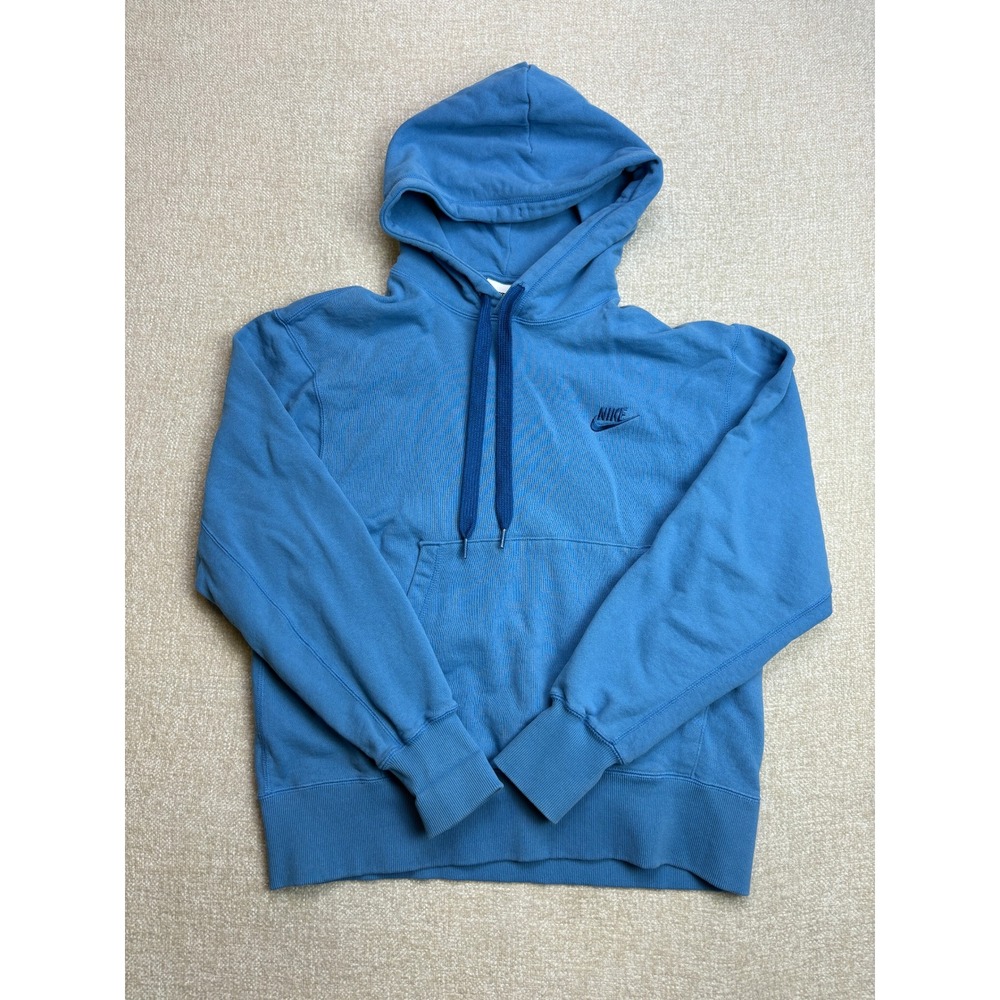 Nike Mens Embroidered Logo Pullover Hoodie Blue Size Medium